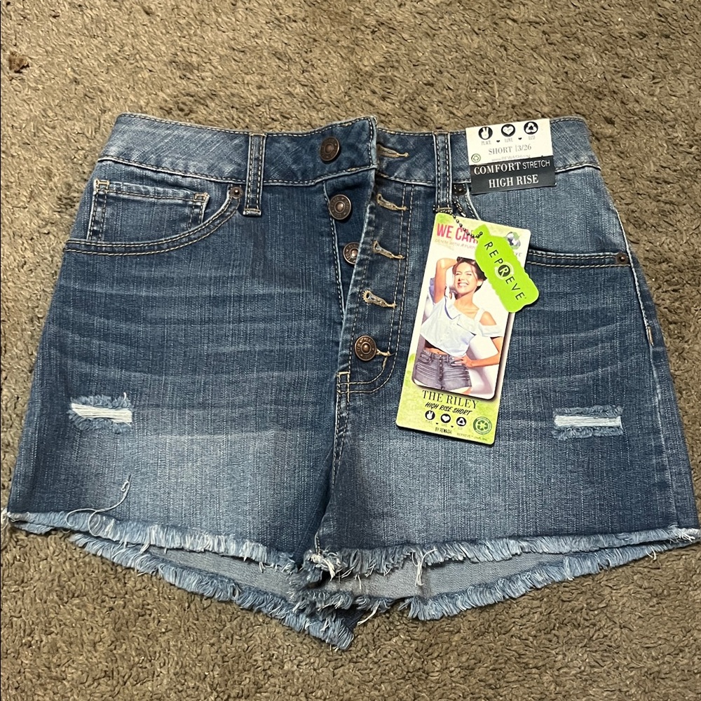 Rewash High Waist Distressed Denim Shorts